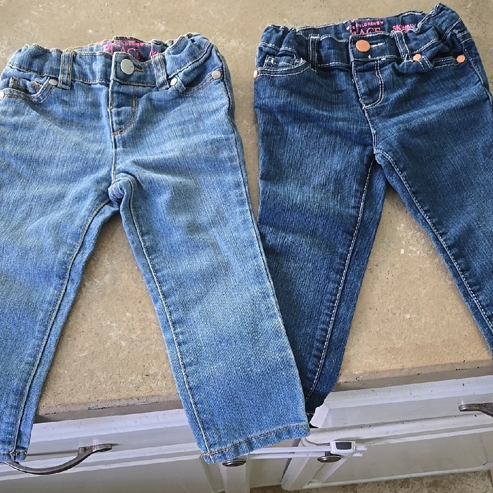 👖EUC 2T The Children's Place SKINNY Toddler Girls Denim Jeans [2 Pair] - Blue